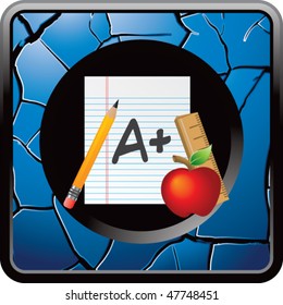 school paper blue cracked web button