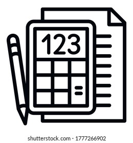 School paper calculator icon. Outline school paper calculator vector icon for web design isolated on white background
