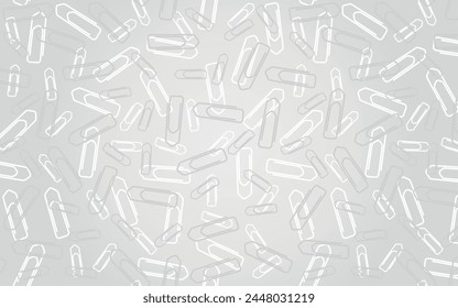 School Paper Clips Background - Messy Gray and White Paper Clips on Gradient Gray Background.