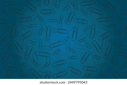 School Paper Clips Background - Messy Black and Blue Paper Clips on Gradient Blue Background.