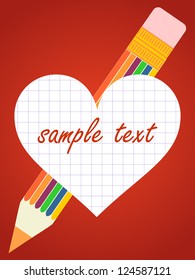 School Paper Cloud Message Box on Pencil, Vector Version