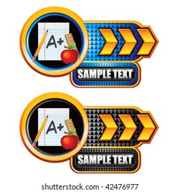 school paper gold arrow nameplate banners
