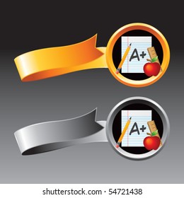 school paper orange and gray ribbons