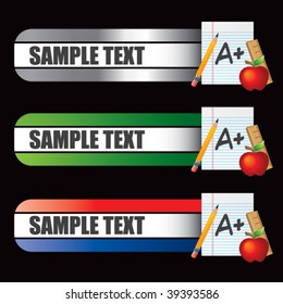 school paper and supplies on specialized banners