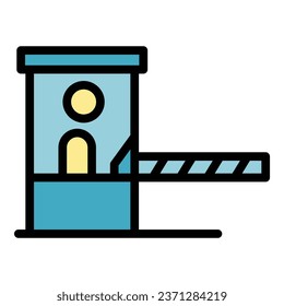 School parking guard icon outline vector. Security police. Officer road color flat