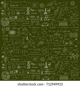 School pattern. Background of a school board with scribbles painted chalk. Vector illustration