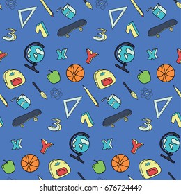School pattern colorful on purple background
