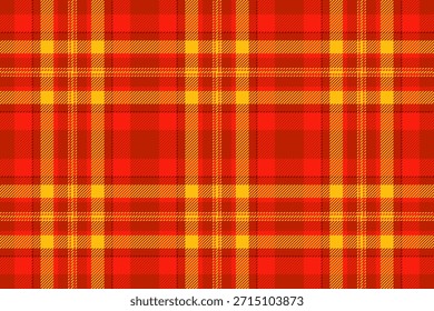 Patrón de la escuela a cuadros sin costura, verificación textil de Vector idílico. Fondo de tela de textura de tartán bandana en paleta de colores brillantes y rojos.