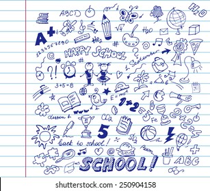 School pattern vector black set on background