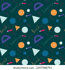 School pattern.Seamless texture with mathematical elements and inscriptions.