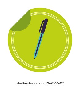 school pen sticker on white background