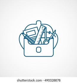 School Pencil Case Blue Flat Icon On White Background