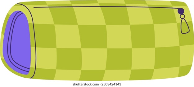 School Pencil Case With Checkered Pattern Vector Illustration