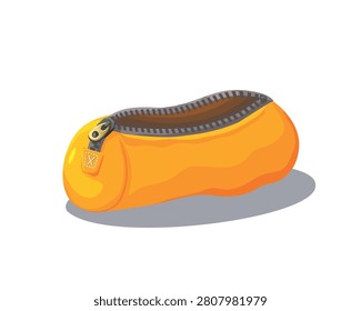 School pencil case in flat style isolated on white.