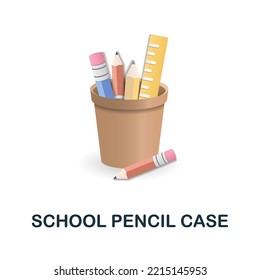 School Pencil Case icon. 3d illustration from back to school collection. Creative School Pencil Case 3d icon for web design, templates, infographics and more