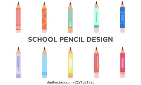 Diseño de lápiz escolar. Fácil De Editar. EPS 10
