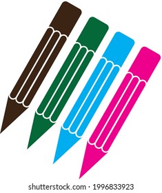 School pencil design vector illustration write tool art isolated white icon. Equipment pencil multi color simple sign. Stationery supply wooden instrument drawing icon tool element work