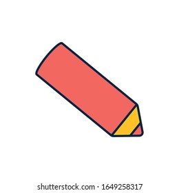 School pencil line fill style icon design, Eduaction class lesson knowledge preschooler study learning classroom and primary theme Vector illustration