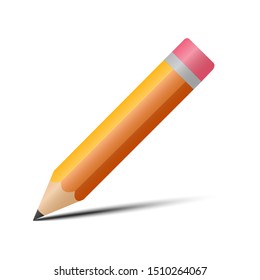 School pencil orange modern. vector illustration eps10. with shadow on white background