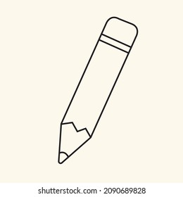 School pencil outline icon vector. Write symbol. 