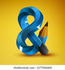 School pencil. Vector illustration of realistic pencil abstract bend shape. Sketch for creativity.