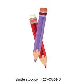 school pencils isolated icon flat