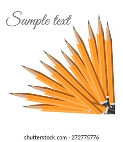School pencils with sample text.  Vector illustration