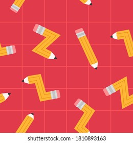 El patrón de los lápices escolares es transparente. Ilustración de patrones de vectores de vuelta a la colección escolar.