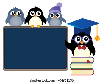 School penguins theme image 1 - eps10 vector illustration.