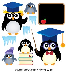School penguins theme set 1 - eps10 vector illustration.
