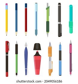 School Pens Pencils Set Vector Illustrations Stock Vector (Royalty Free ...