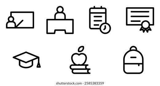 School Personnel and Students icon set