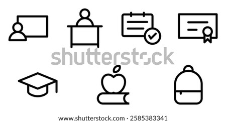 School Personnel and Students icon set