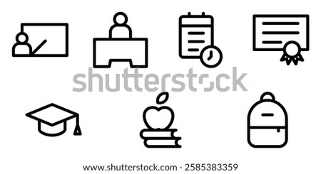 School Personnel and Students icon set