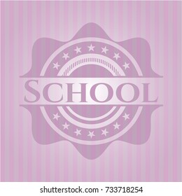 School pink emblem. Retro
