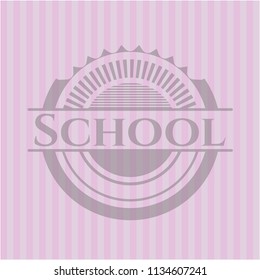 School pink emblem. Vintage.