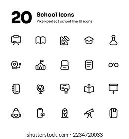 School pixel-perfect icons suitable for website and mobile apps ui design	