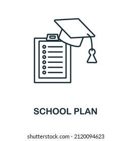 Icono del Plan Escolar. Elemento de línea de la colección de educación escolar. Icono de Plan Escolar Lineal para diseño web, infografía y más.