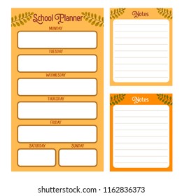 School planner with  card notes in autumn theme