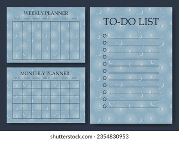 School planner page minimalist abstract design. Categories of notes.