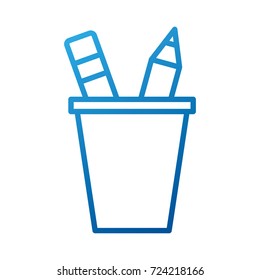 school plastic cup with pencil pen supplies