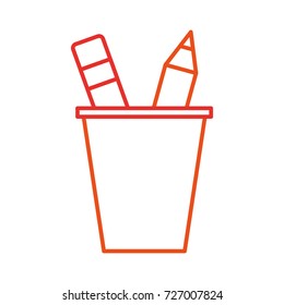 school plastic cup with pencil pen supplies
