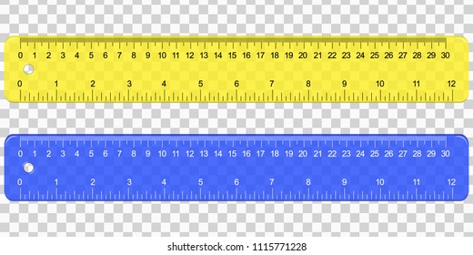 School Plastic Measuring Ruler with Centimeters And Inches Scale on transparent background