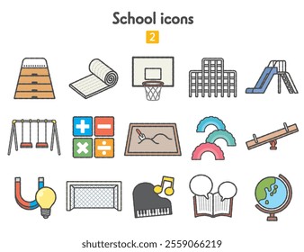 School play equipment icon collection