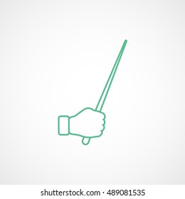 School Pointer In Hand Green Line Icon On White Background