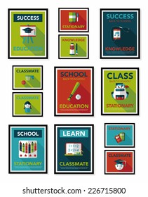 School poster flat banner design flat background set, eps10