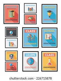School poster flat banner design flat background set, eps10