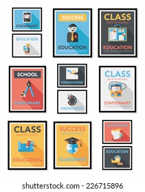 School poster flat banner design flat background set, eps10