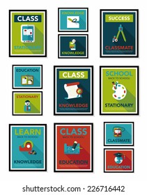 School poster flat banner design flat background set, eps10