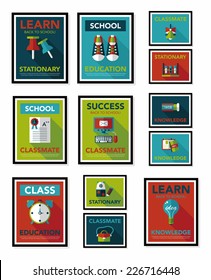 School poster flat banner design flat background set, eps10
